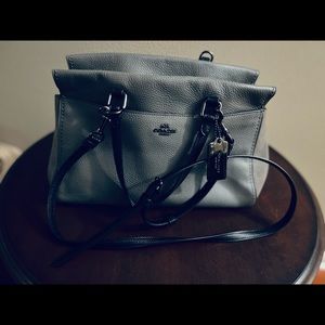 Coach Satchel- Leather & Suede (grey)